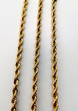 RVS Goudkleurige twisted koord ketting Lengte 60 cm