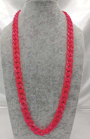 Trendy 2 in 1 Zonnebril / Ketting - Brillenkoord  Acryl schakelketting -L70 cm fuchsia gemêleerd