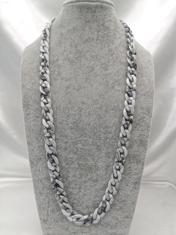 Trendy 2 in 1 Zonnebril / Ketting - Brillenkoord  Acryl schakelketting -L70 cm marmer gemêleerd