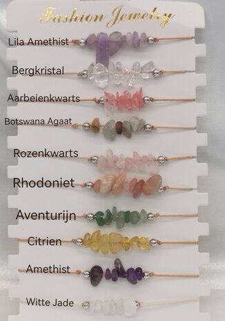 Verschillende edelsteen Armband, split edelsteen, verstelbaar, Handmade, 16 cm 