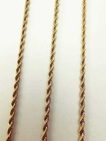 RVS Goudkleurige twisted koord ketting Lengte 50 cm