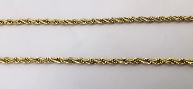 RVS Goudkleurige twisted koord ketting Lengte 50 cm