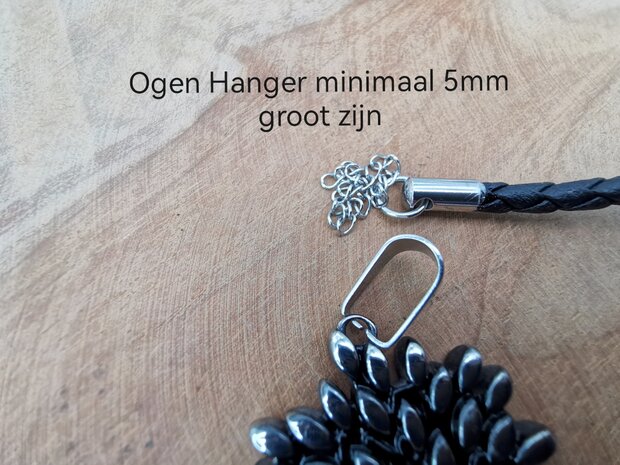 Zwart gevlochten leren ketting, D 4mm