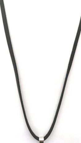 Schwarze, flache Lederkette, Breite 4 mm