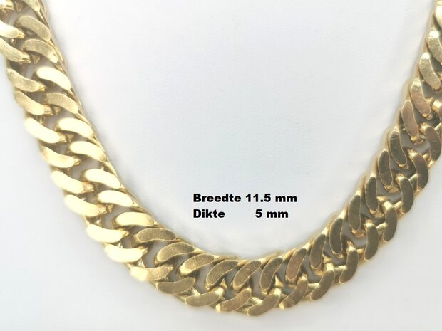 RVS ketting goudkleurig Cubaanse schakel br 11.5 mm