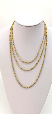 Edelstahl Goldfarbene Halskette aus gedrehter Kordel, Länge 45 cm
