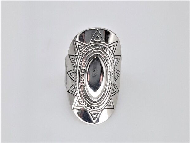 RVS Langwerpige Bohemian style fantasie open ring