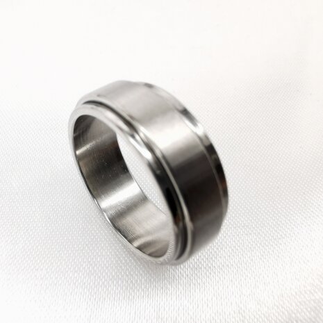 Silberfarbener Anti-Stress-Ring aus Edelstahl mit gebürstetem Silber-Oberring, Box 36 Stück
