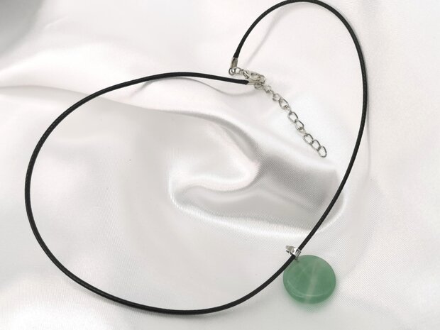 Ketting met Groene Aventurijn, edelsteenhanger, Rond