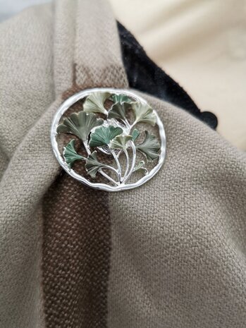 Magneet broche, Design, Lotus bladeren, Groen kleur, Ø 45 mm.