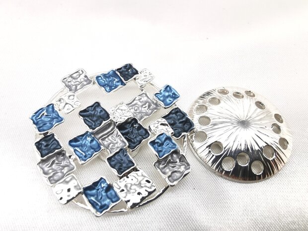 Magnetbrosche, Design, Mondriaans, blaue Farbe, Ø 45 mm.