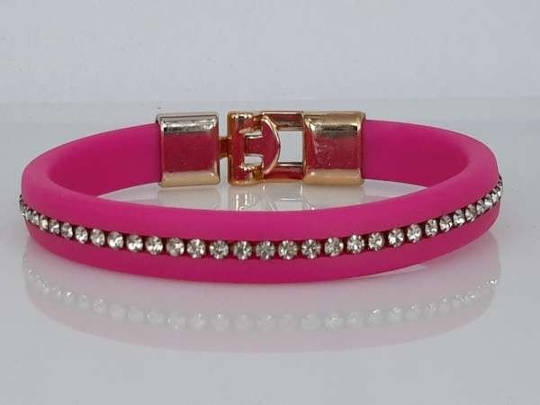 Siliconen armband met strass, 11 kleuren