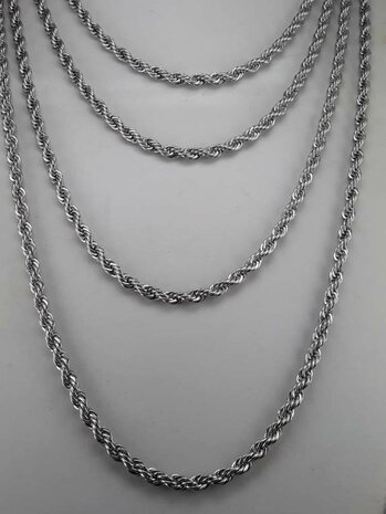 RVS zilverkleurig Twisted koordketting L 50 cm x D 4mm