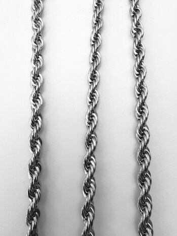 RVS Zilverkleurige twisted armband, 18, 19, 20 of 21 cm