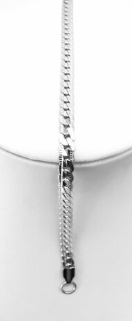 Fantasie armband afgevlakte Gourmet zilverkleurig – 19-21 cm Breedte 5mm 