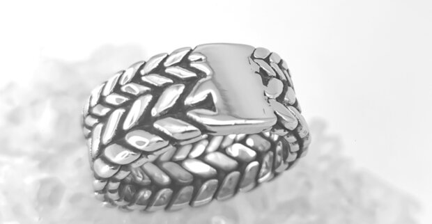 Tough - stainless steel Double ring - double braided - design - motif. box 36 pieces