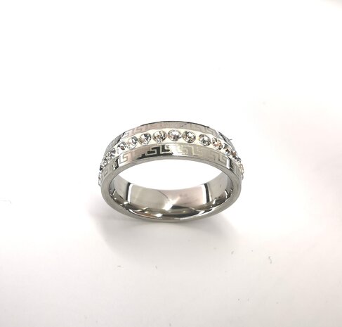 Edelstahl Ringe, strass weiss, motif