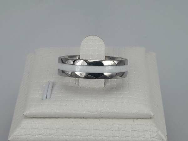 Edelstahl Ringe, eckig, Weiß Band, box 36 St