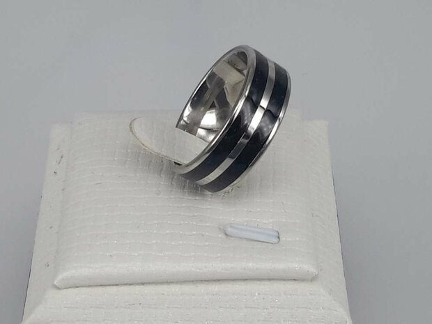 Edelstahl Ringe, doppelte schwarze band, box 36 st