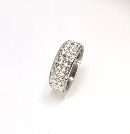 Edelstahl Ringe, 3 strass reihe.