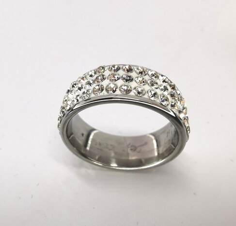 Edelstaal Ringen, 3 strass rijen