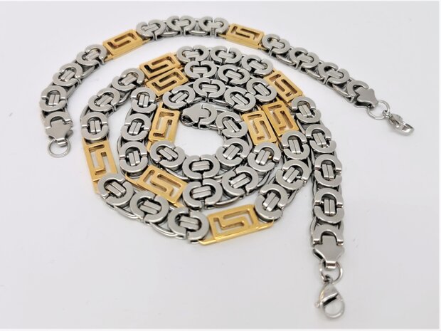 setzen König Kette mit armband aus Edelstahl 316L Gold-und Silber Coarse