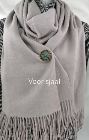 Magnet, Brosche, Perlmutt rund, silberfarben zum Verschlie&szlig;en von Schal, Schal und Strickjacke.