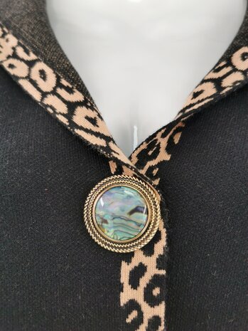 Magnet, Brosche, Perlmutt rund, silberfarben zum Verschlie&szlig;en von Schal, Schal und Strickjacke.