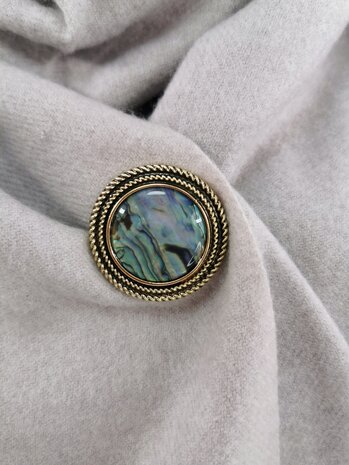 Magnet, Brosche, Perlmutt rund, silberfarben zum Verschlie&szlig;en von Schal, Schal und Strickjacke.