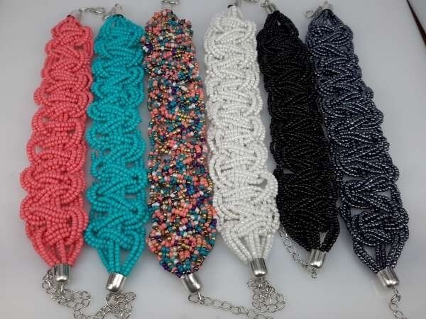 Bohemien style handgemaakte gevlochten kralen armband, 6 kleuren