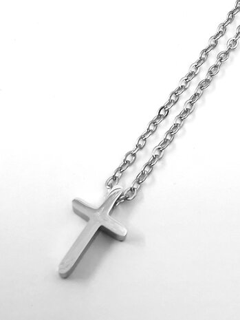 RVS fijne Ketting L 45 cm met mini kruisje