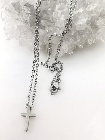 RVS fijne Ketting L 45 cm met mini kruisje