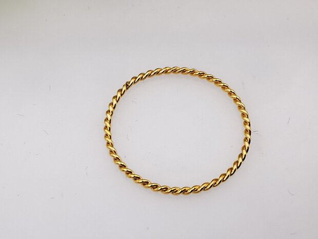 RVS goudkleurig minimalistische ring , Twisted.