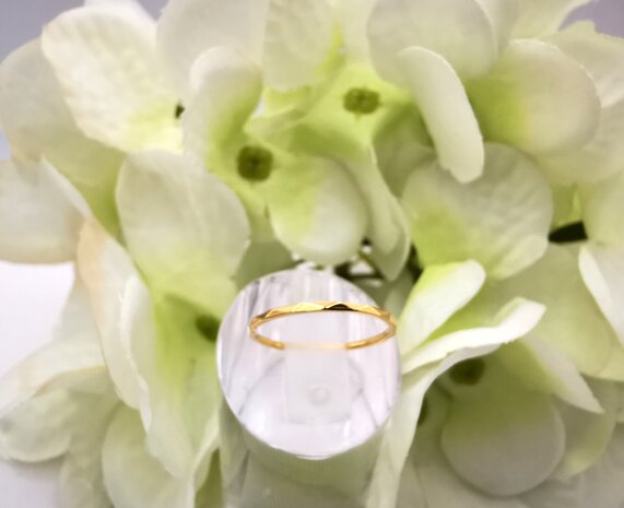 RVS goudkleurig minimalistische ring , golvend detail.