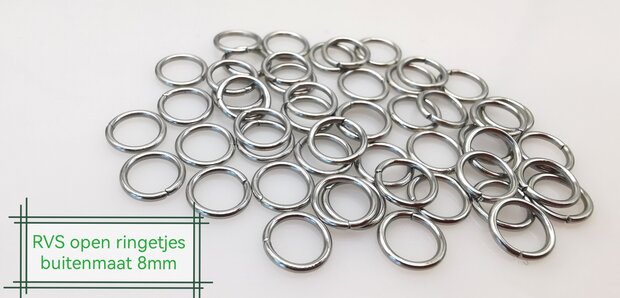 100 Stück Edelstahl offene Ringe Ø 8 x D 1 mm Schmuckherstellung - Schmuckaugen