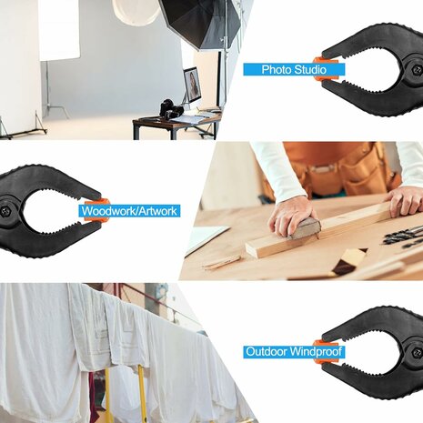 6" krachtige kunststof veerklem, marktklem, zeilklem, marktkraam, zwart