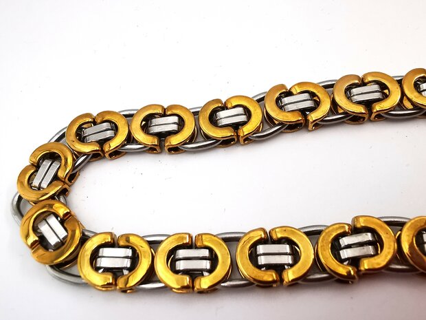 Robuuster Koningsschakel ketting Lengte 70 cm in Bicolor.