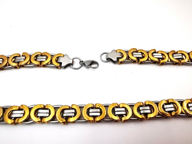 Robuuster Koningsschakel ketting Lengte 70 cm in Bicolor.