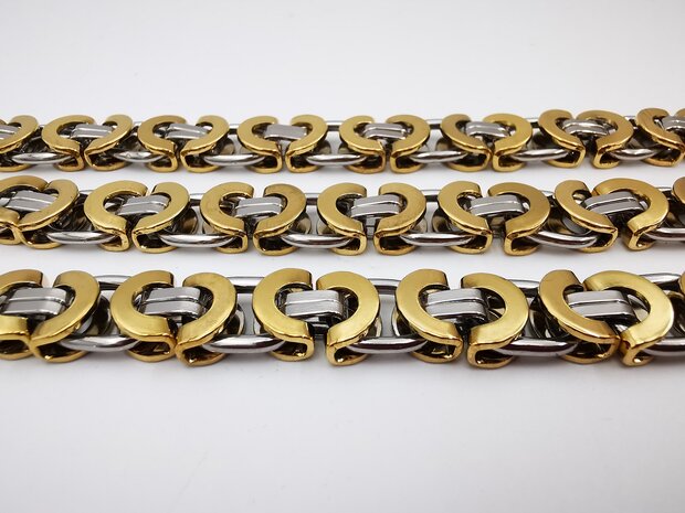 Robuuster Koningsschakel ketting Lengte 70 cm in Bicolor.