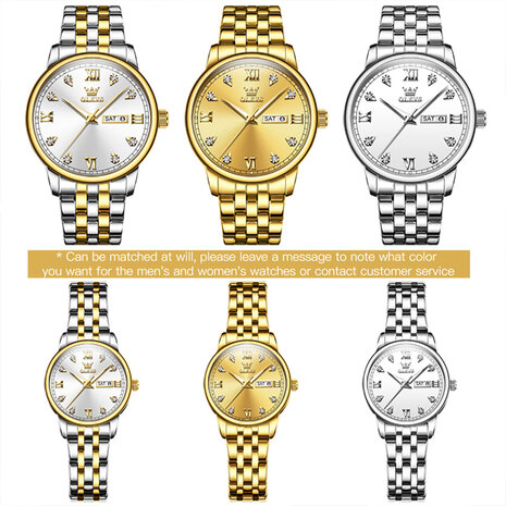  Olevs stijlvol edelstaal quarz horloge, weekdag & datum