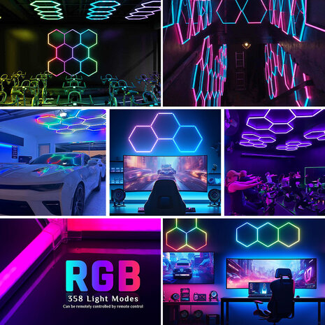 Hexagon ledverlichting voor oa garage, werkplaats, kapsalon, fitness ruimte, energiezuinig, kunststof frame