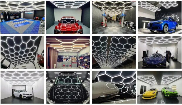 Hexagon ledverlichting voor oa garage, werkplaats, kapsalon, fitness ruimte, energiezuinig, kunststof frame