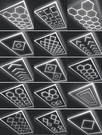Hexagon ledverlichting voor oa garage, werkplaats, kapsalon, fitness ruimte, energiezuinig, kunststof frame