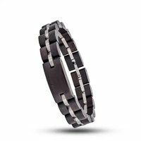 Armband Donker bruine Sandalwood L22 cm RVS tussenschakels zilverkleurig.