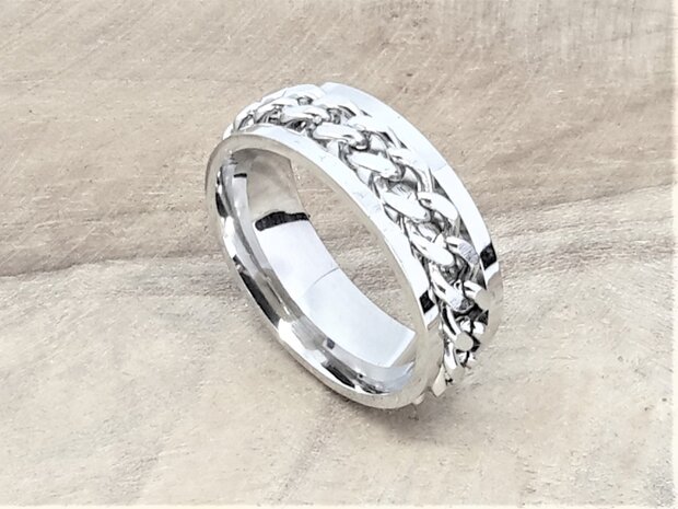 Stress Ringen, ketting, edelstaal, doos 36st