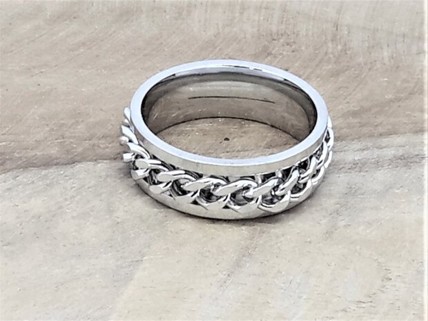 Stress Ringen, ketting, edelstaal, doos 36st