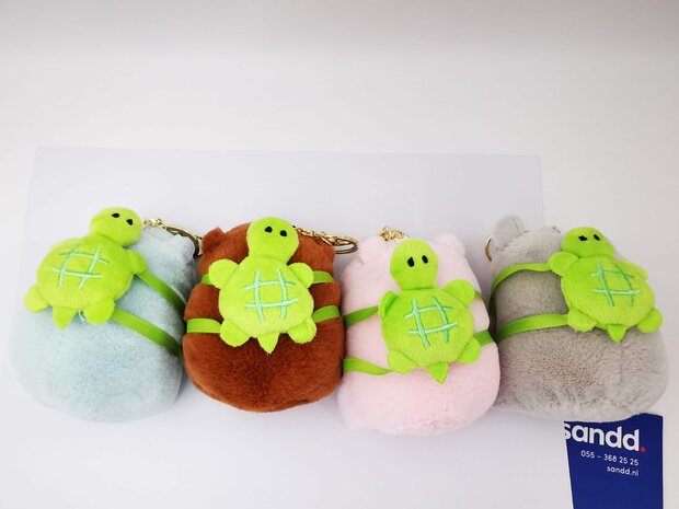 Capybara + schildpad rugzakje, sleutelhanger, 12 cm, doos à 200 st