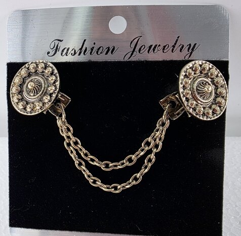 Clips met dubbel ketting Zeeuwse knoop goudkleurig.