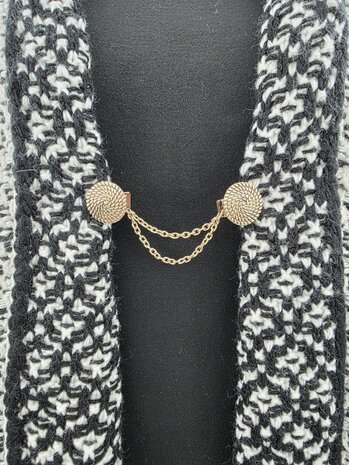 Clips met dubbel ketting symbool cirkel van het leven in kleur antiek goud look.