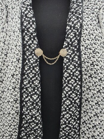 Clips met dubbel ketting symbool cirkel van het leven in kleur antiek goud look.